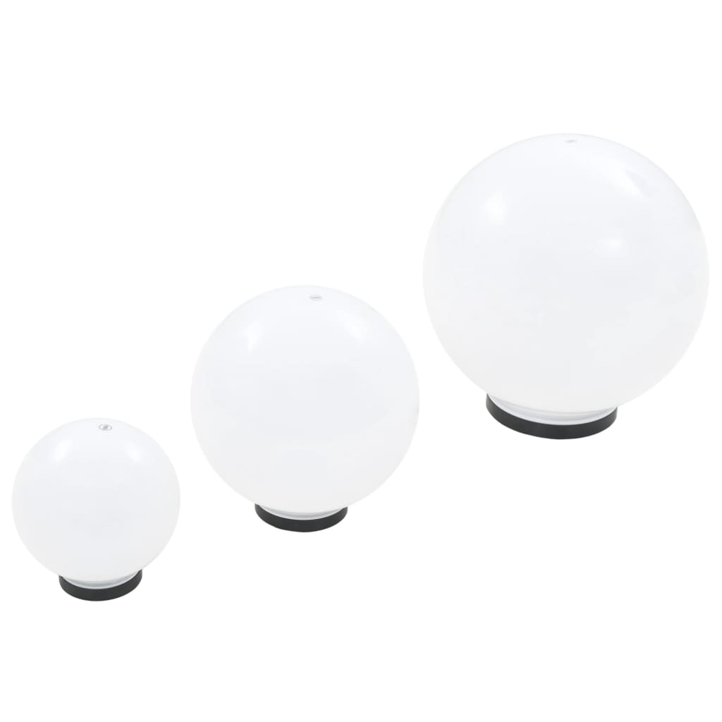 3 db-os led gömblámpa-szett 20 / 30 / 40 cm pmma