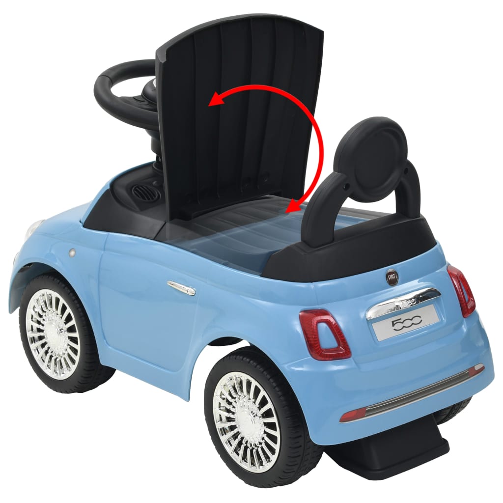 Kék ráülős fiat 500 játékautó