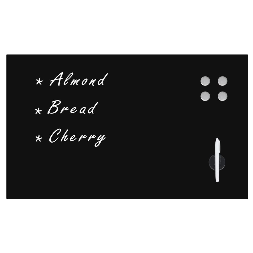 Fekete, falra szerelhető mágneses üvegtábla 100 x 60 cm