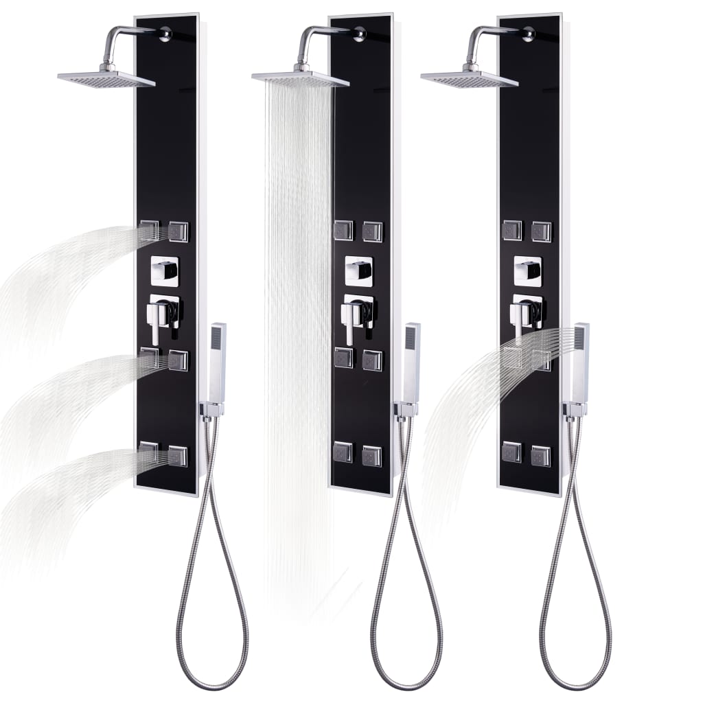 Fekete üveg zuhanypanel 18 x 42,1 x 120 cm