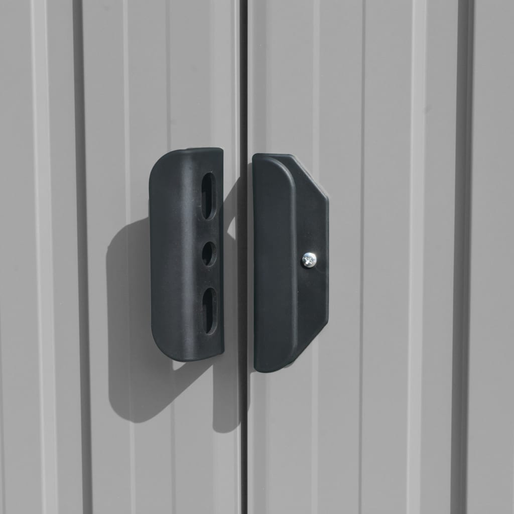 Szürke fém kerti fészer 257 x 298 x 178 cm