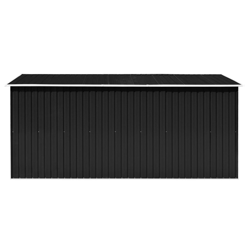 Antracitszürke fém kerti fészer 257 x 392 x 181 cm