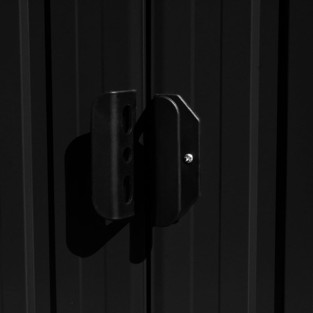 Antracitszürke fém kerti fészer 257 x 392 x 181 cm