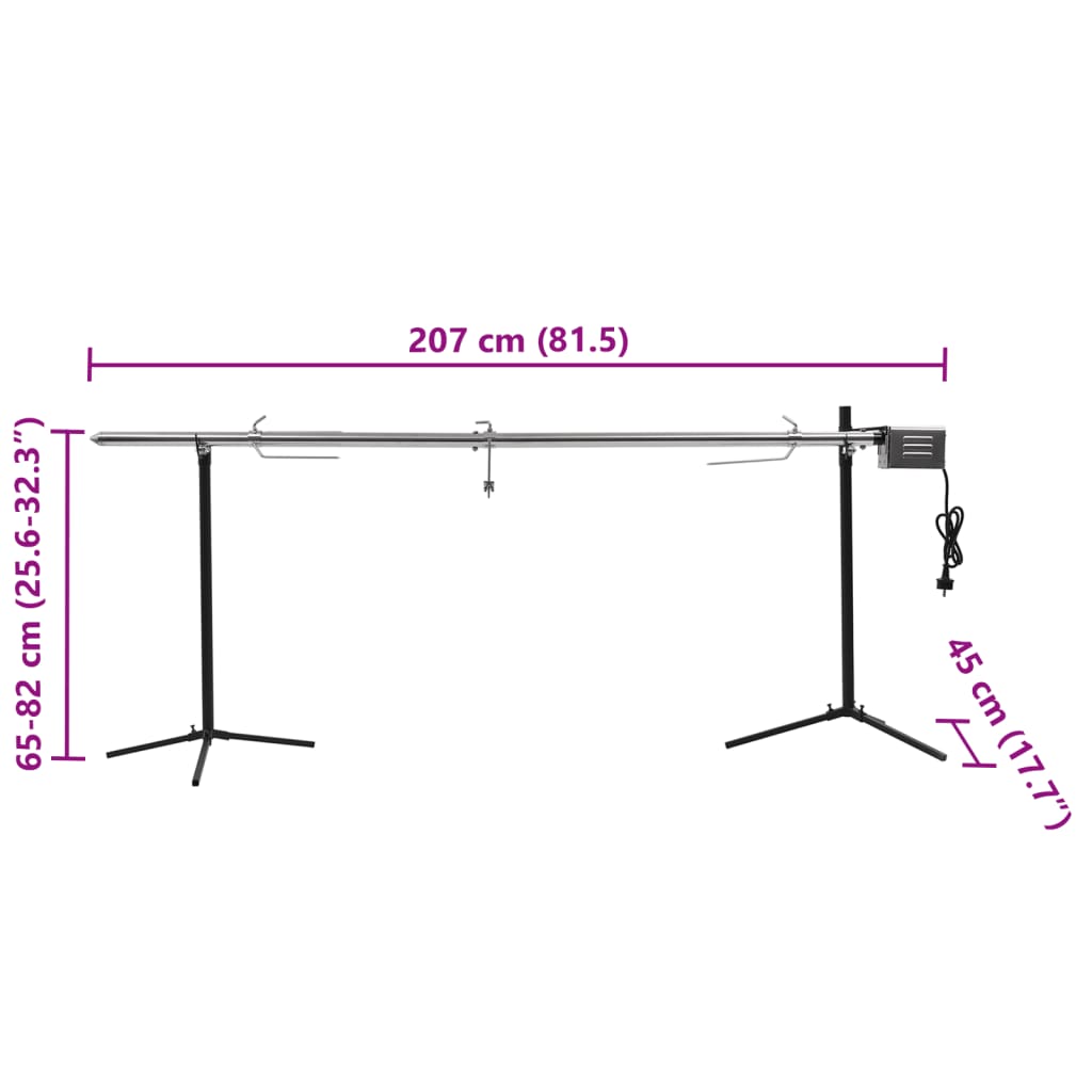 Automatikus motoros rozsdamentes acél grillnyárs 207x45x81 cm