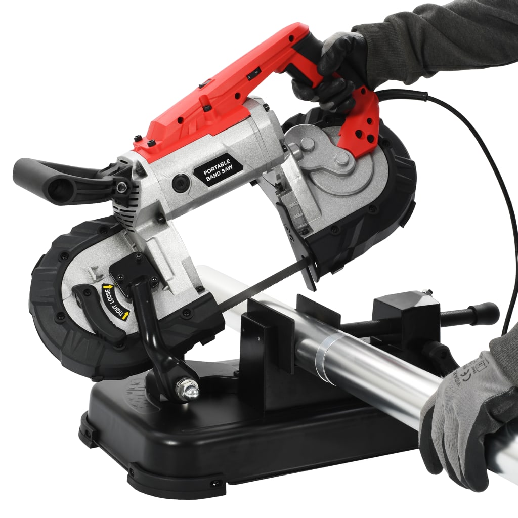 Acél szalagfűrész alapzattal és hordozható táskával