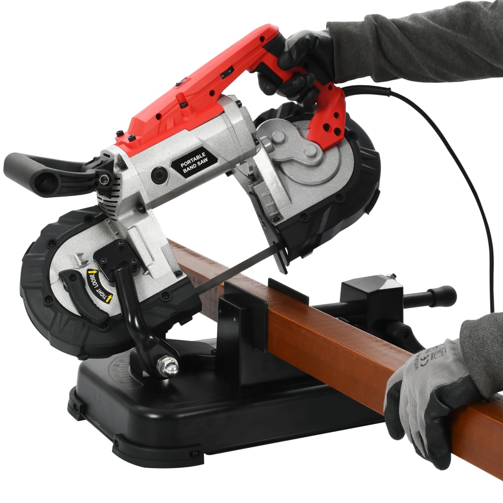 Acél szalagfűrész alapzattal és hordozható táskával