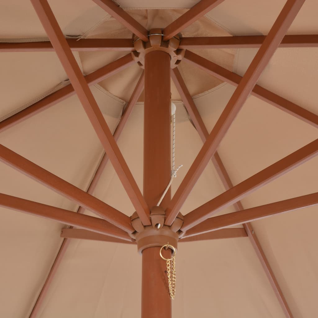 Tópszínű kültéri napernyő farúddal 300 cm