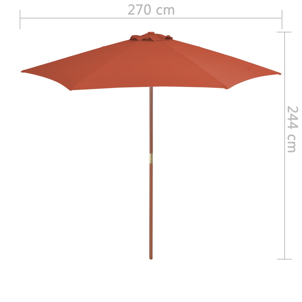 Terrakotta kültéri napernyő farúddal 270 cm