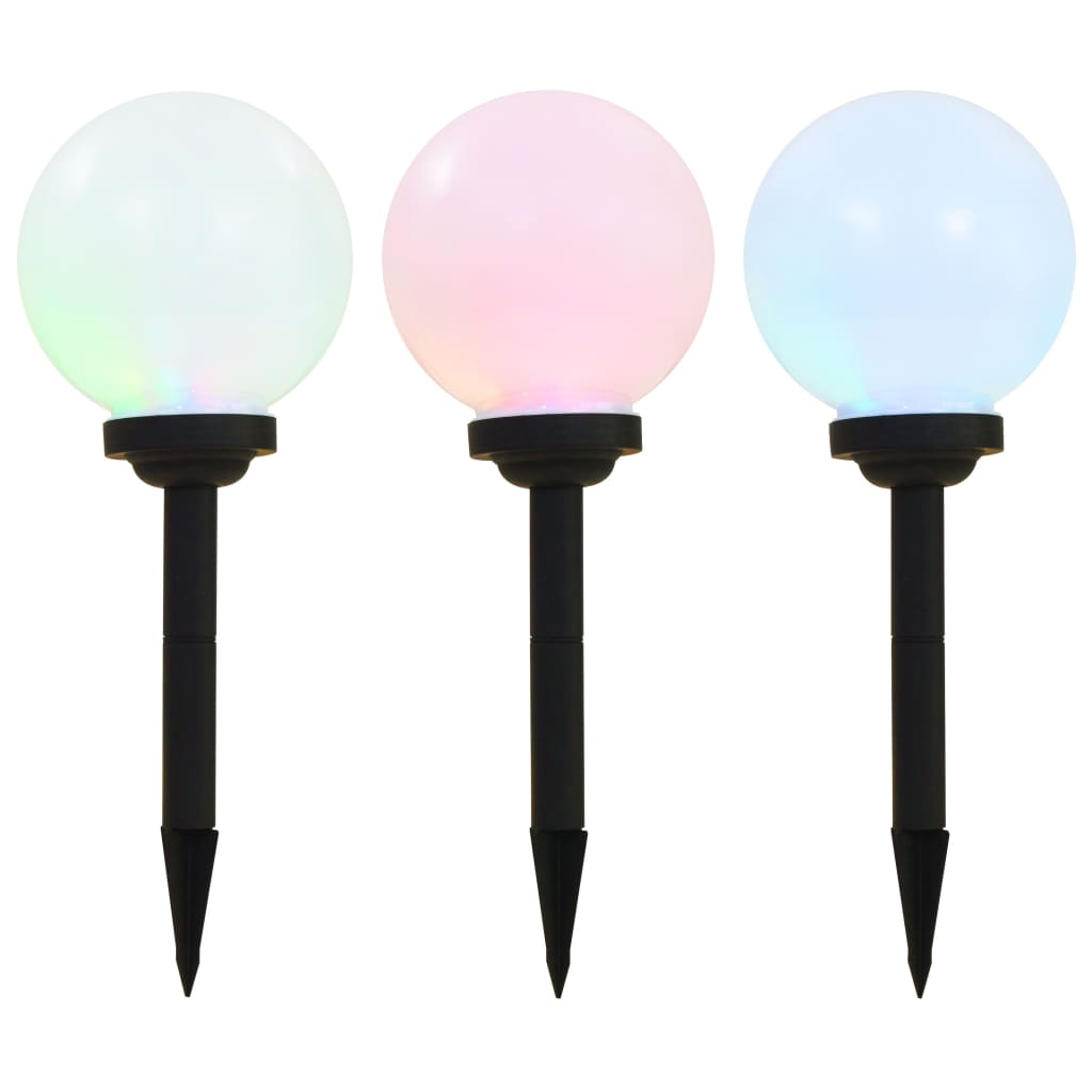 3 db napelemes kültéri led gömblámpa, 20 cm rgb