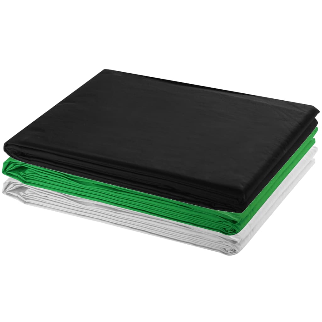 Fotóstúdió-felszerelés 3 pamut háttérrel, kerettel 3 x 5 m