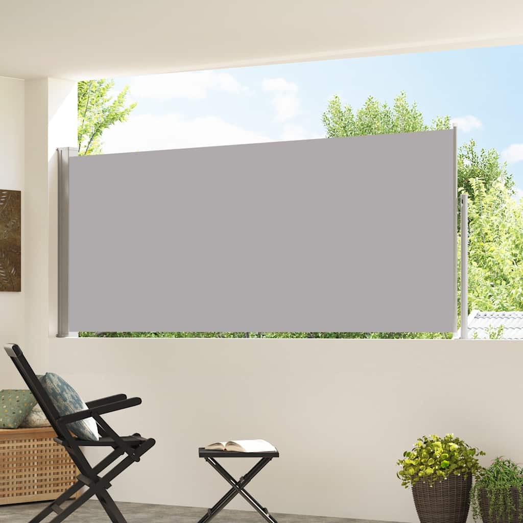 Szürke behúzható oldalsó napellenző 120 x 300 cm