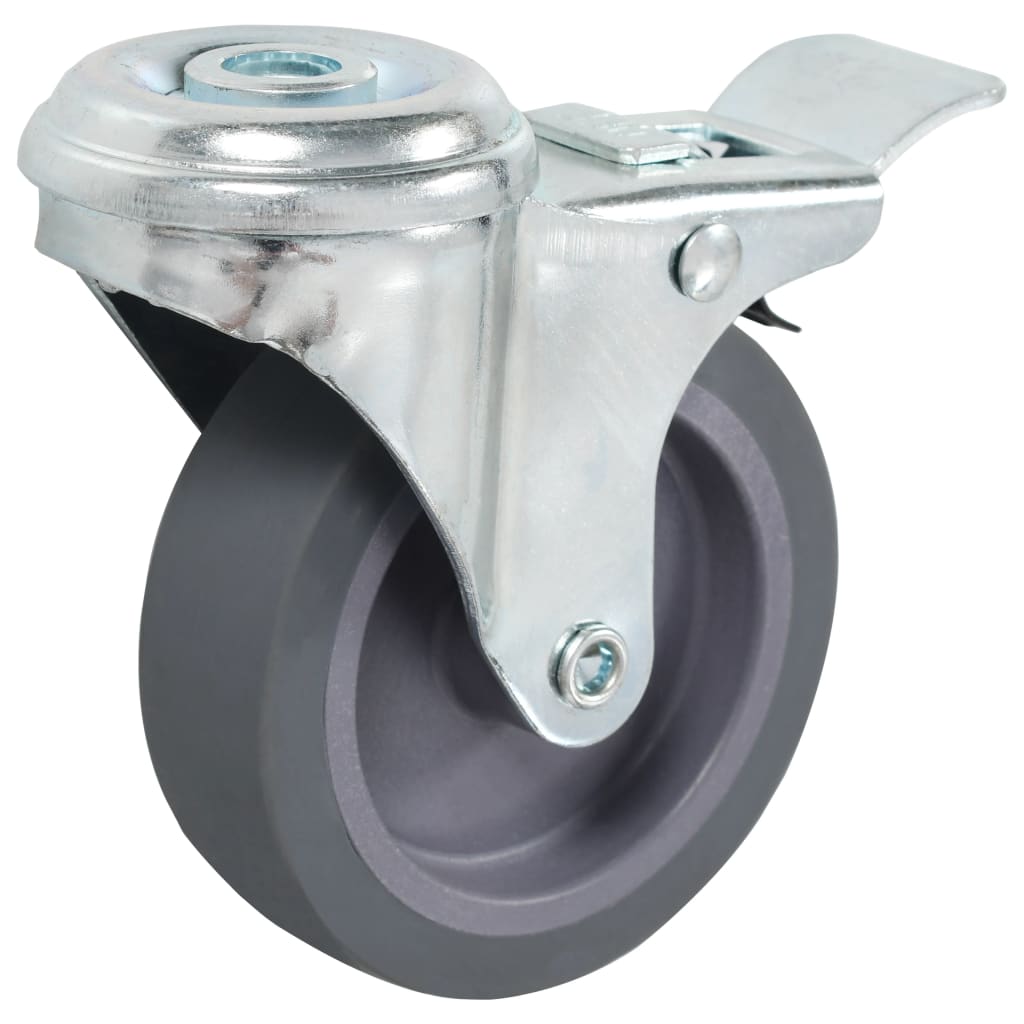 4 db hátfuratos önbeálló görgő dupla fékkel 75 mm