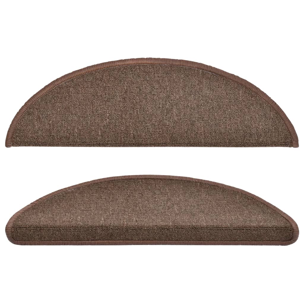 15 db lépcsőszőnyeg 56 x 17 x 3 cm kávébarna félkör alakú lépcsőszőnyeg