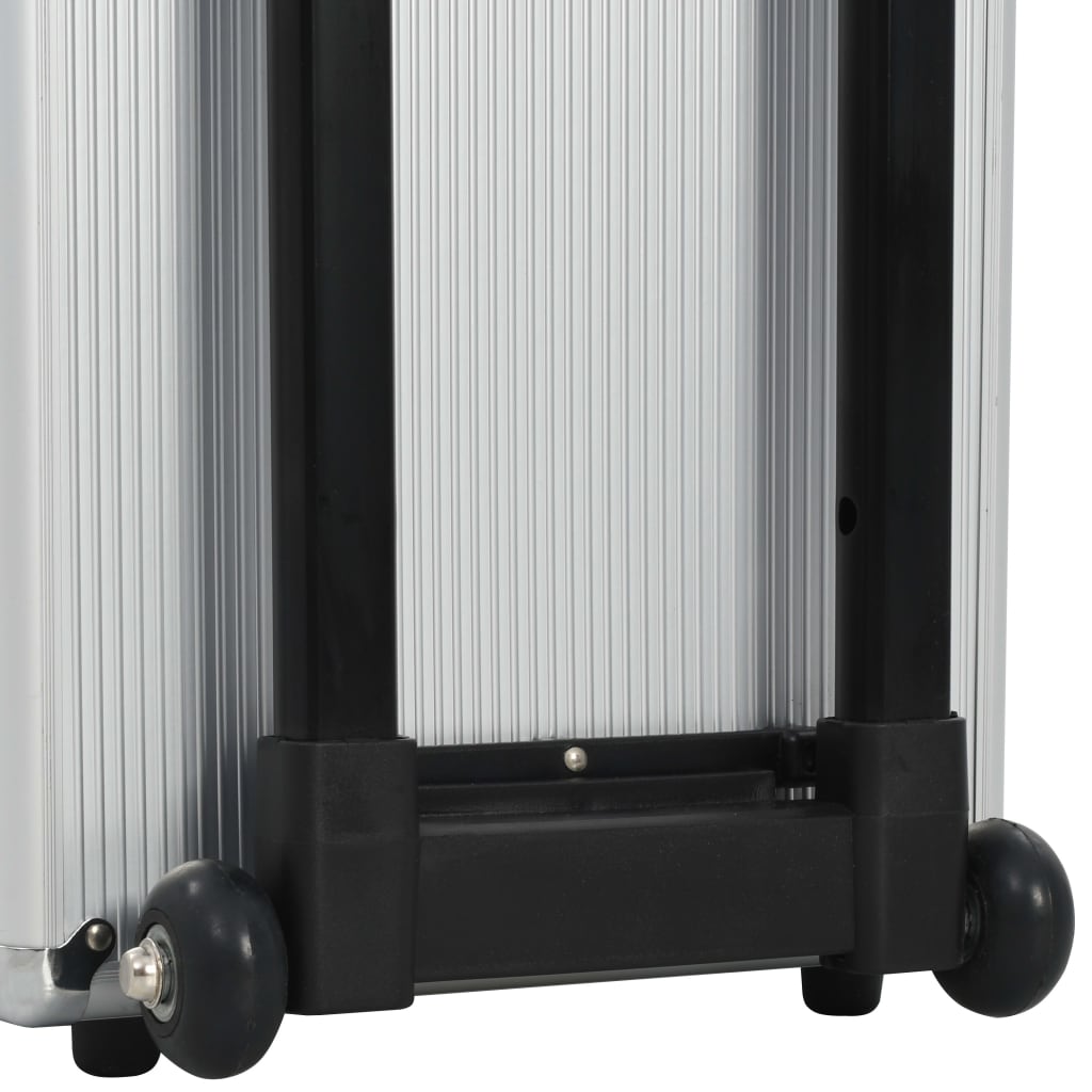 Ezüstszínű alumínium pilótabőrönd 47 x 39 x 27 cm