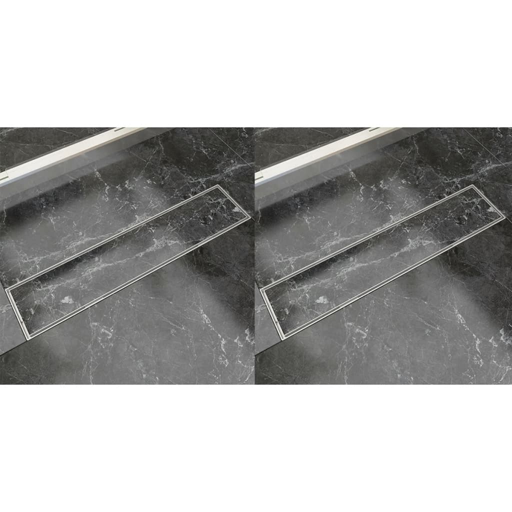 2db lineáris rozsdamentes acél zuhany lefolyó 530 x 140 mm