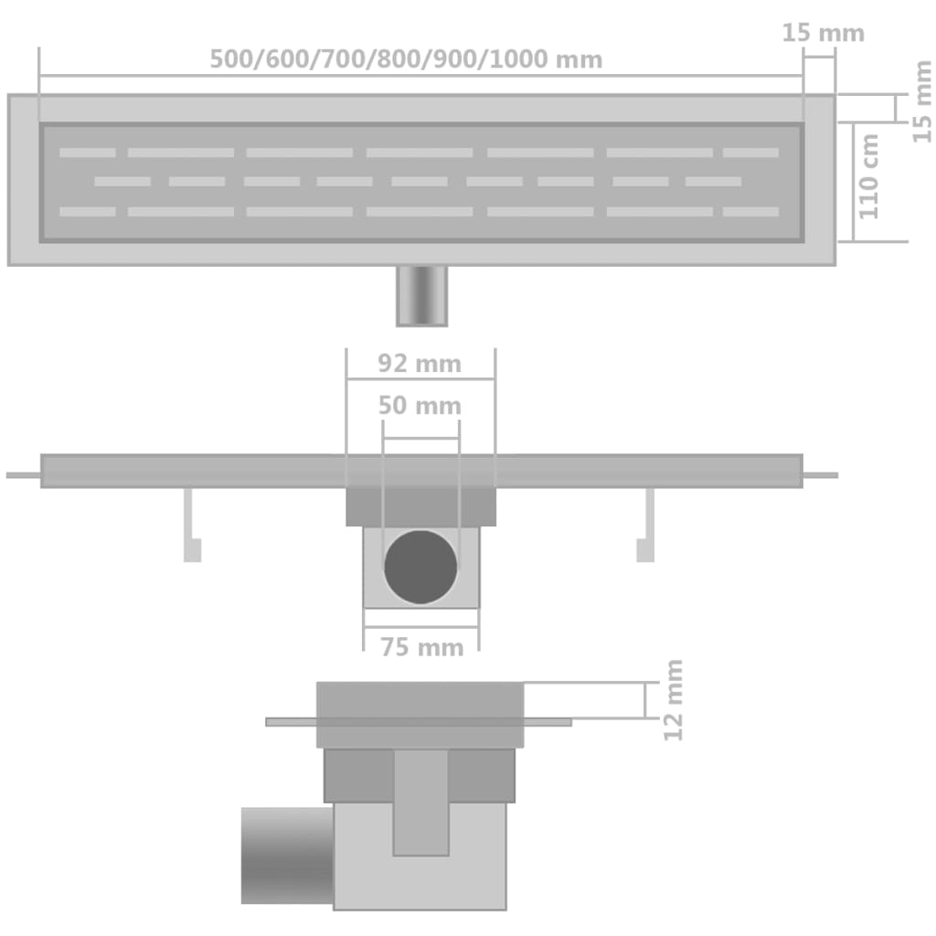 2 db lineáris rozsdamentes acél zuhany lefolyó 830 x 140 mm 2 db lineáris rozsdamentes acél zuhany lefolyó 830 x 140 mm