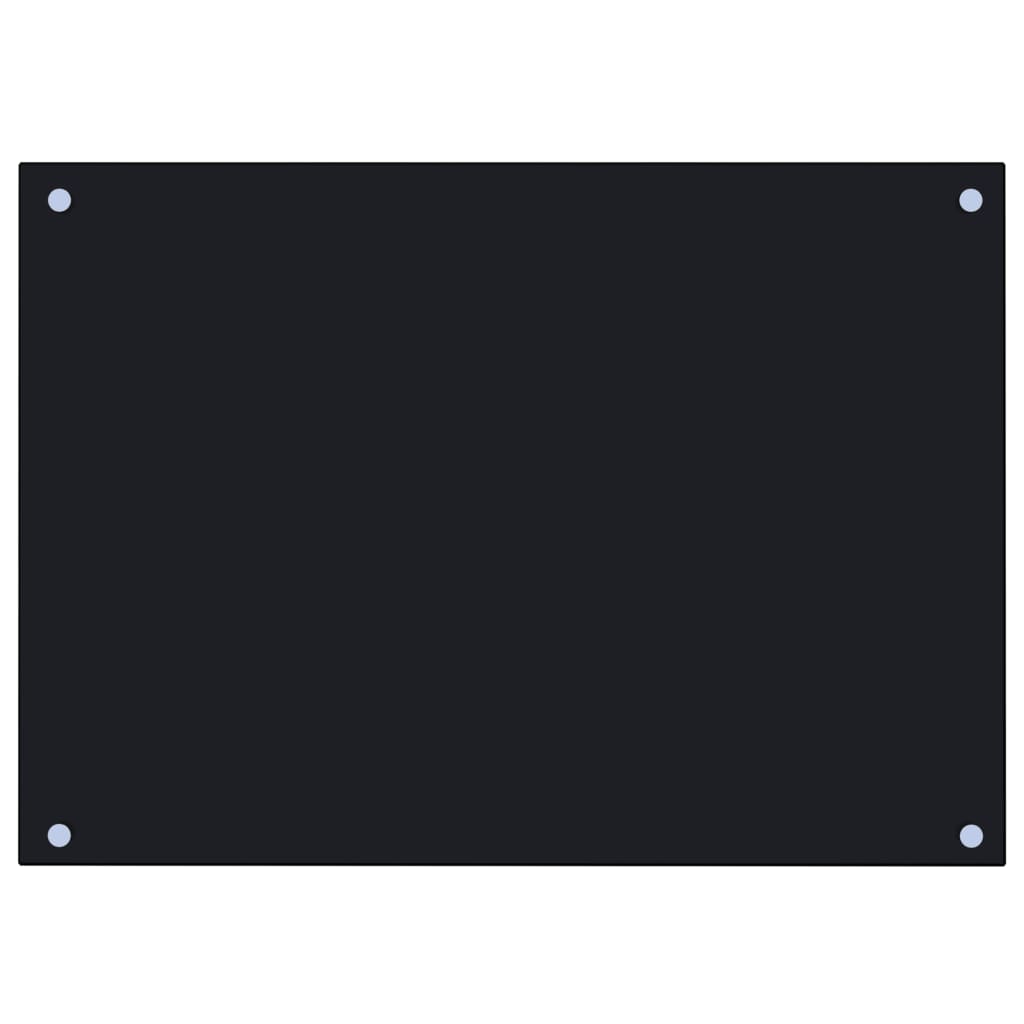 Fekete edzett üveg konyhai fröccsenésgátló 70 x 50 cm