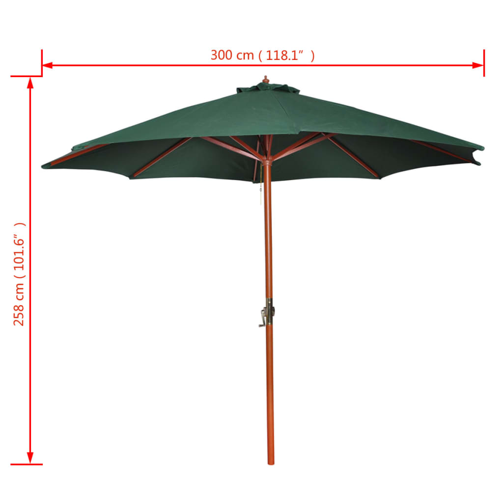Zöld napernyő 258 cm