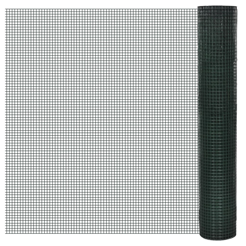 Zöld horganyzott csirkeháló drótkerítés pvc bevonattal 10 x 1 m
