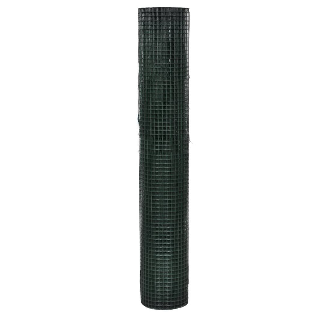 Zöld horganyzott csirkeháló drótkerítés pvc bevonattal 10 x 1 m