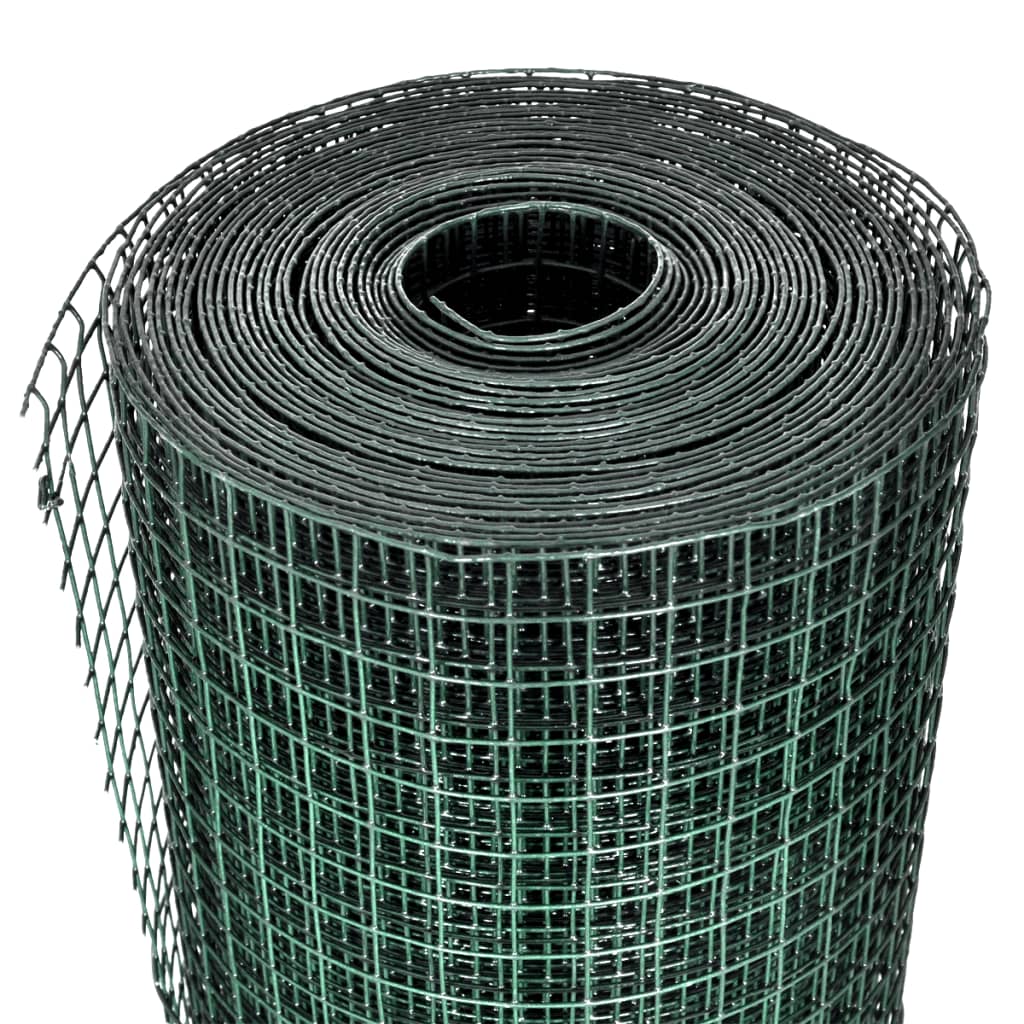 Zöld horganyzott csirkeháló drótkerítés pvc bevonattal 10 x 1 m