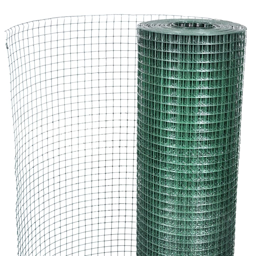 Zöld horganyzott csirkeháló drótkerítés pvc bevonattal 10 x 1 m