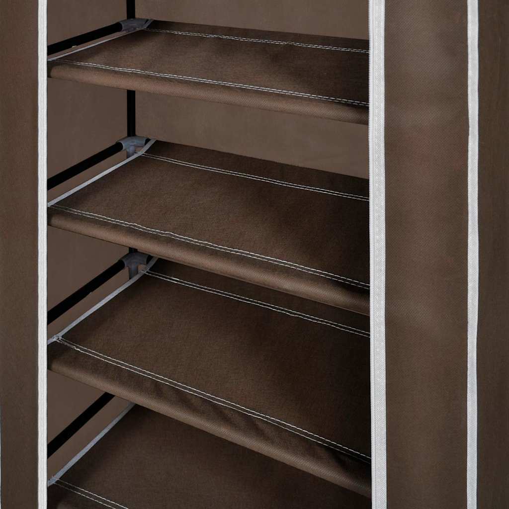 Szövet cipősszekrény fedeles 58 x 28 x 106 cm barna