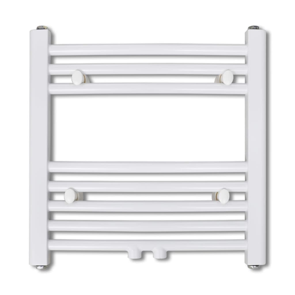 Fürdőszobai törölközőszárító radiátor központi fűtéssel oldalsó és középső csatlakozóval ívelt 480 x 480 mm