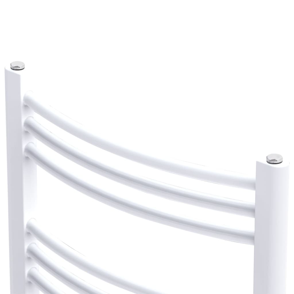 Fürdőszobai törölközőszárító radiátor központi fűtéssel oldalsó és középső csatlakozóval ívelt 480 x 480 mm