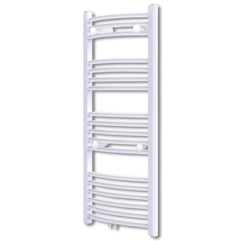 Fürdőszobai törölközőszárító radiátor központi fűtéssel oldalsó és középső csatlakozóval ívelt 600 x 1160 mm