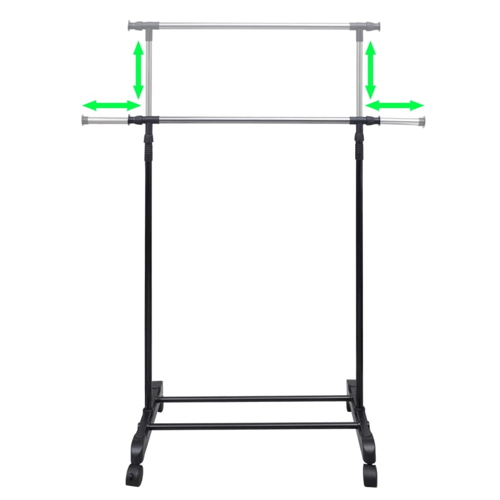 Ruházat állvány 4 vállfa állítható 1 függő sín görgők