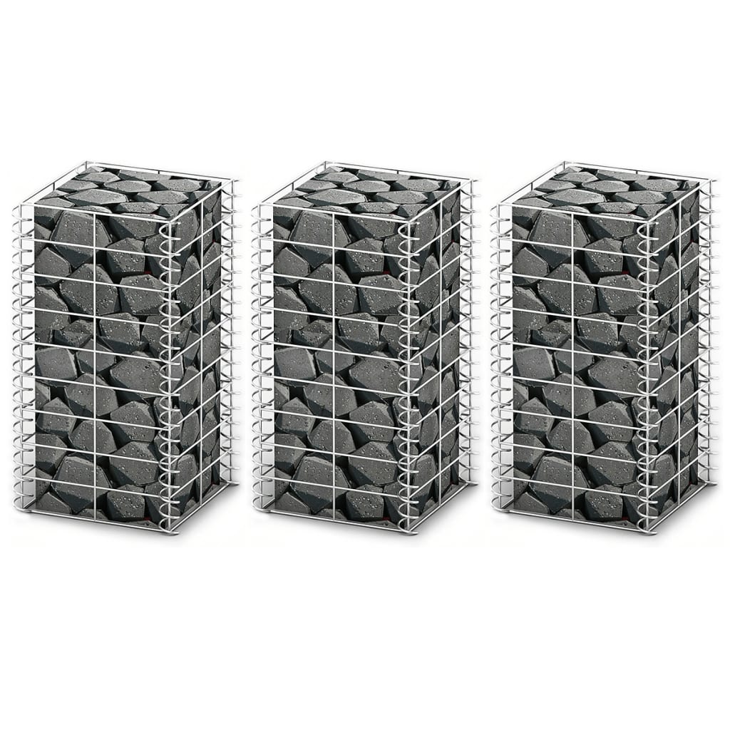 3 db gabion kosár horganyzott drótból 25 x 25 x 50 cm