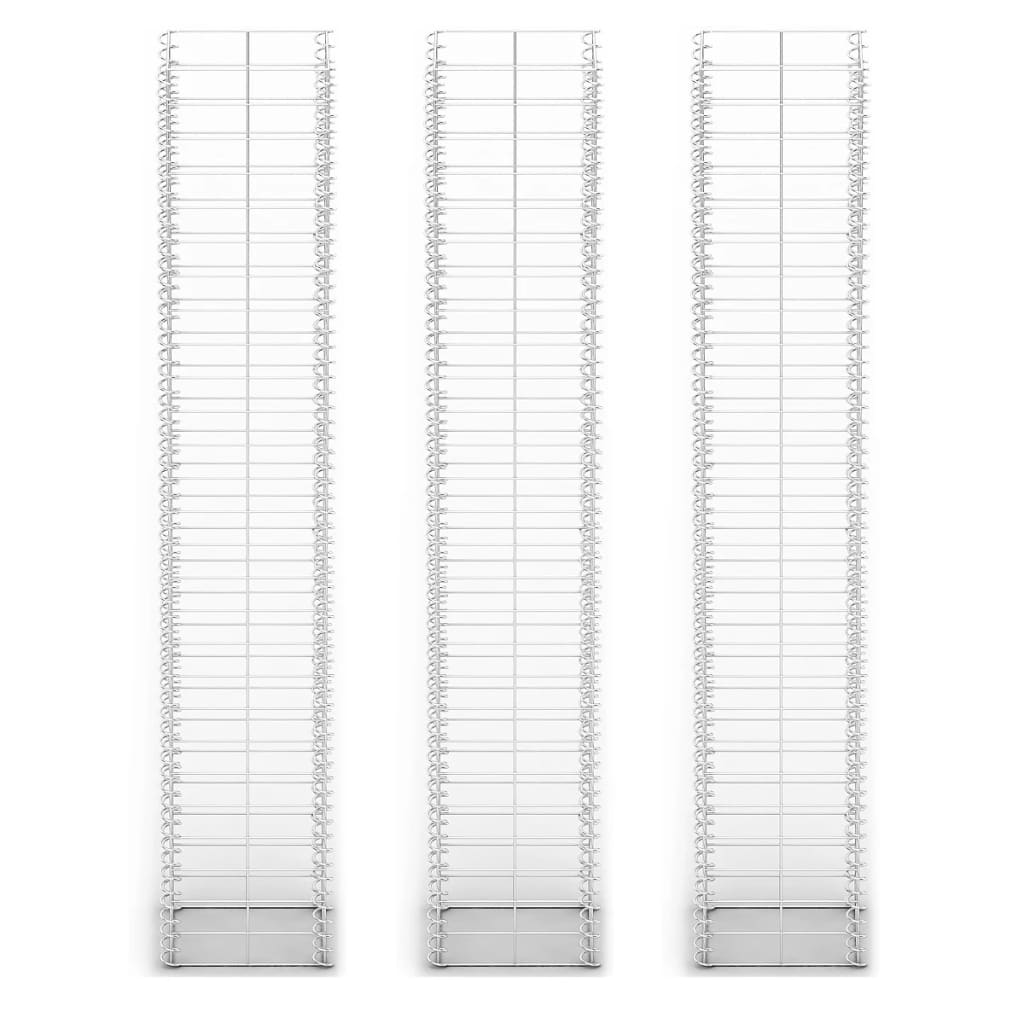 3 db gabion kosár horganyzott drótból 25 x 25 x 150 cm