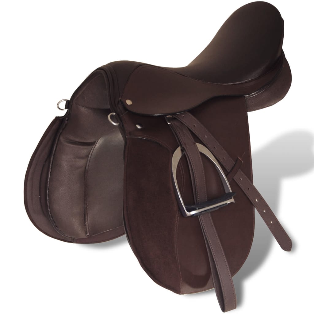Lovaglás nyereg készlet 16 "valódi bőr barna 14 cm 5-az-1- be