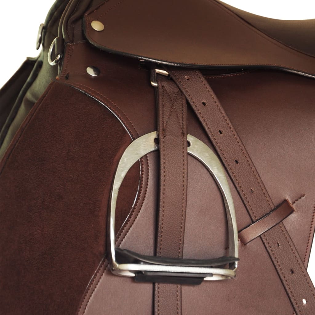 Lovaglás nyereg készlet 16 "valódi bőr barna 14 cm 5-az-1- be