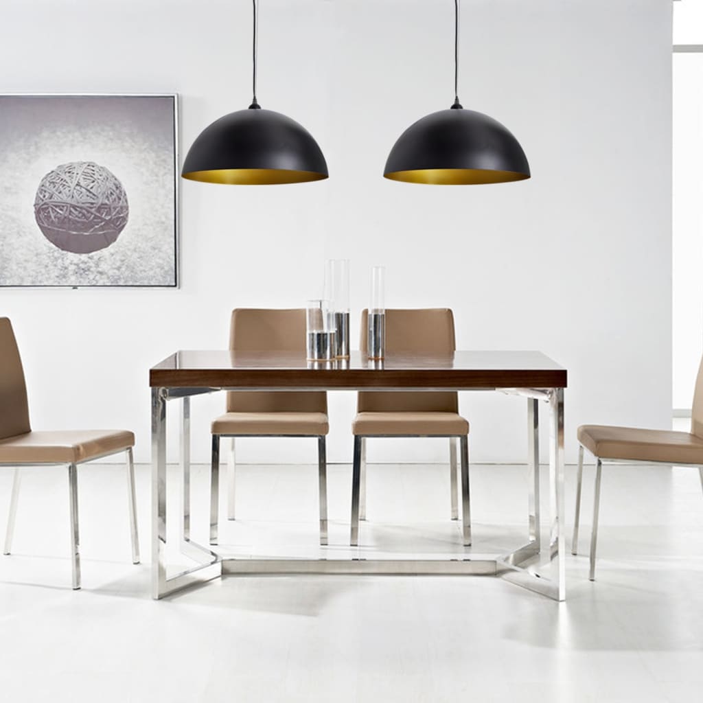 2 db fekete, állítható magasságú, félgömb mennyezeti lámpa