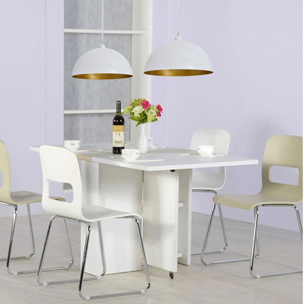 2 db fehér, állítható magasságú, félgömb mennyezeti lámpa