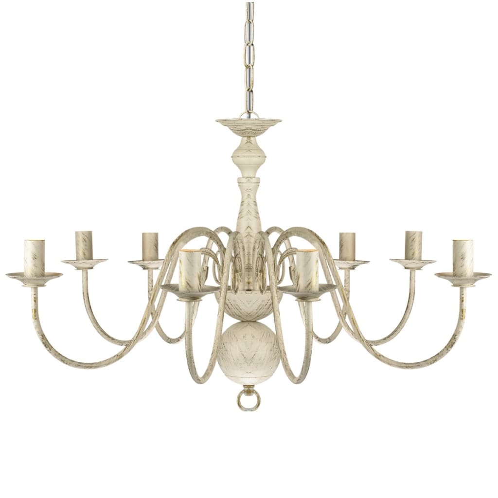 Antik fehér fém csillár 8 x e14 izzók