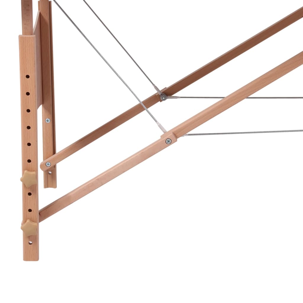 Négyzónás krémfehér összecsukható masszázsasztal fa vázzal