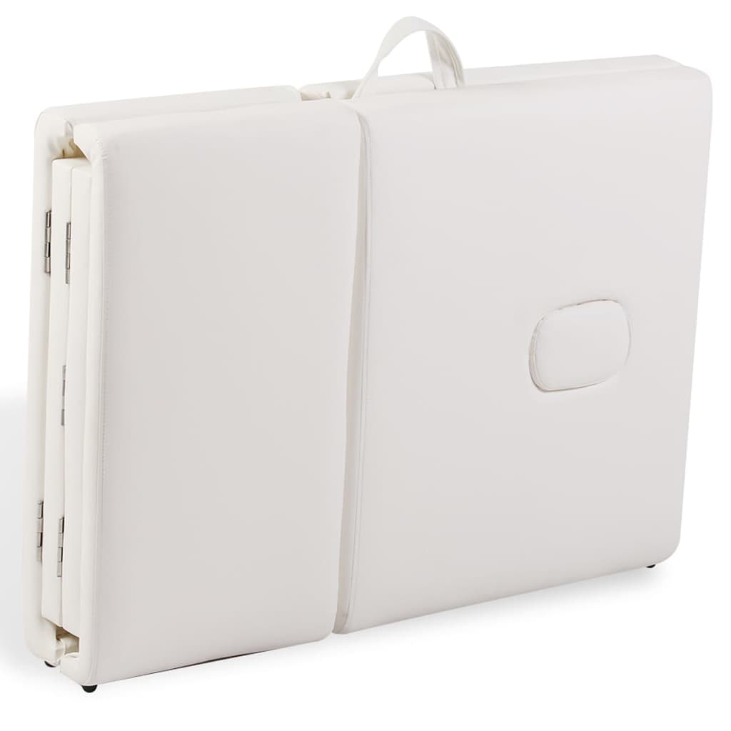 Krém fehér összecsukható masszázságy 4 részes alumínium keret