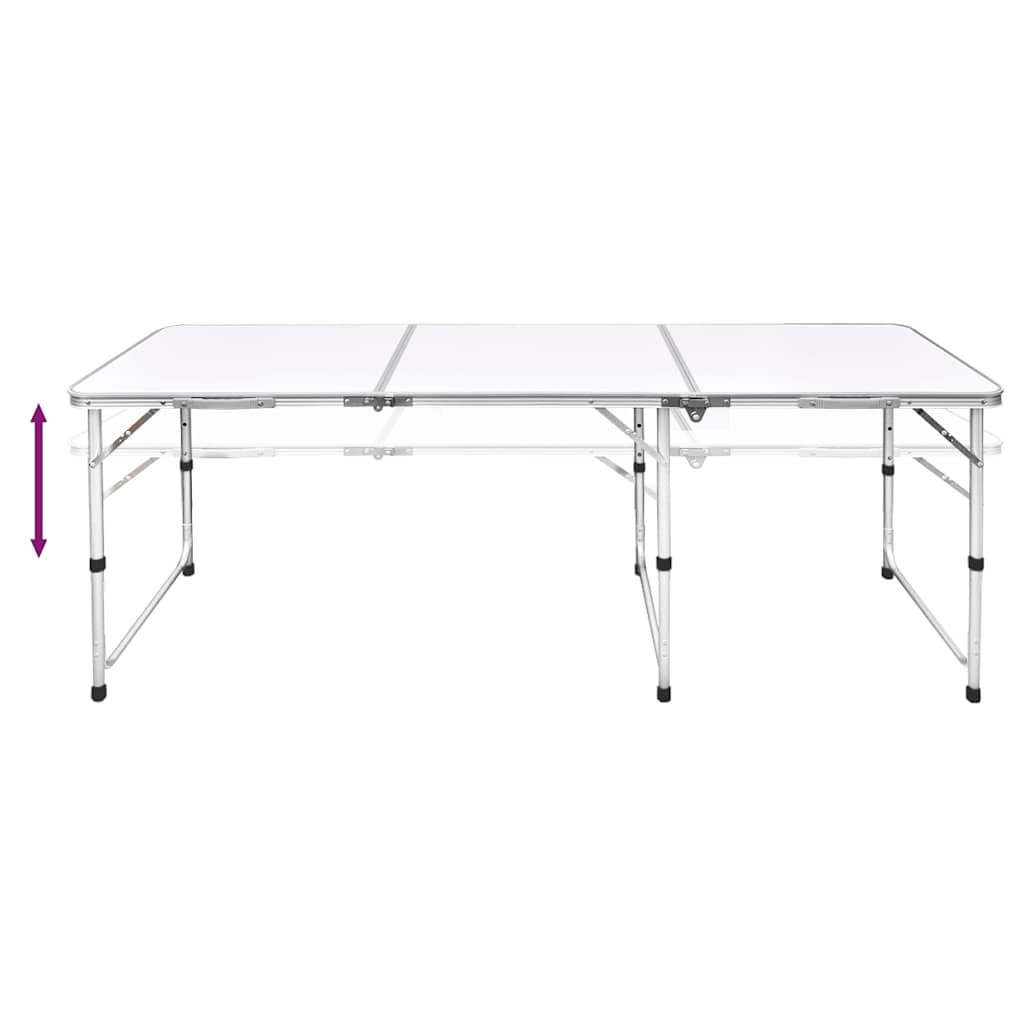 Összecsukható állítható alumínium kemping asztal 180 x 60 cm