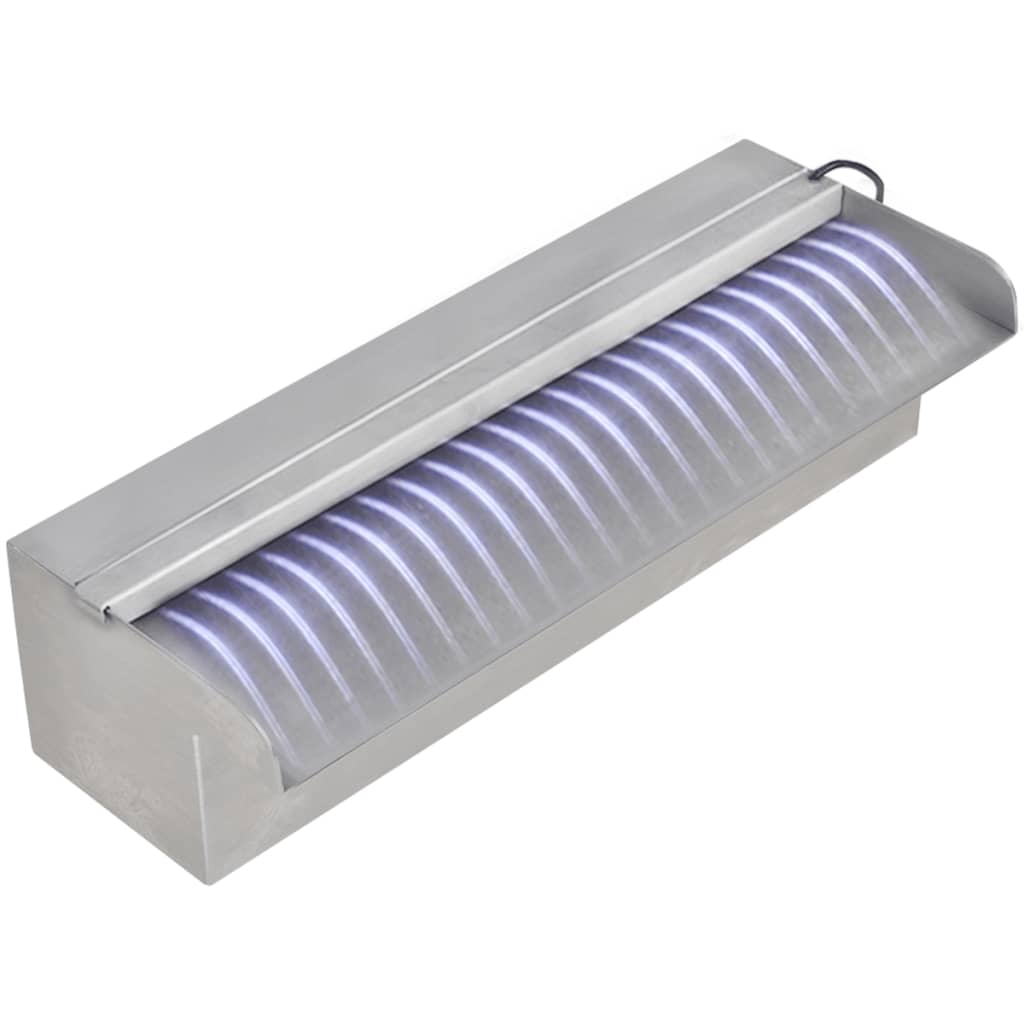 Négyszögletes rozsdamentes acél medence szökőkút led fényekkel 30 cm Négyszögletes rozsdamentes acél medence szökőkút led fényekkel 30 cm