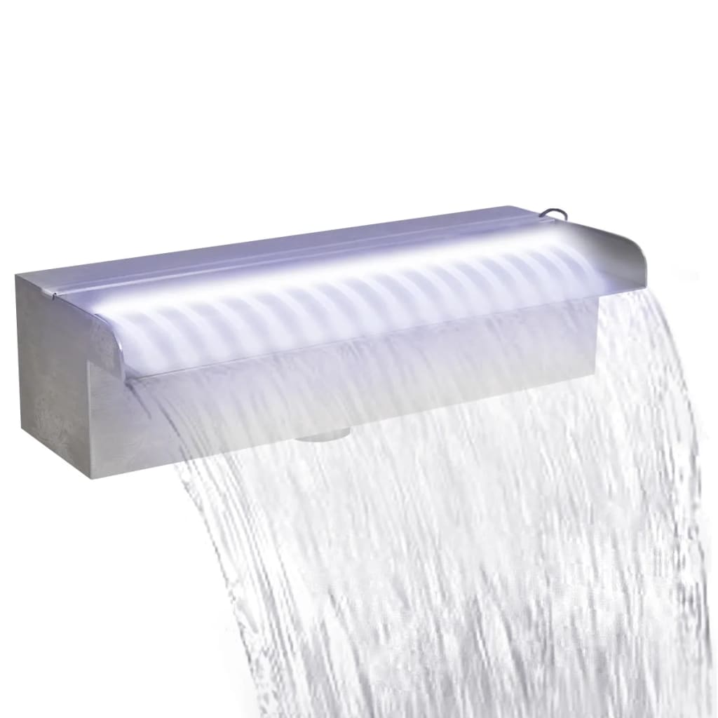 Négyszögletes rozsdamentes acél medence szökőkút led fényekkel 30 cm Négyszögletes rozsdamentes acél medence szökőkút led fényekkel 30 cm