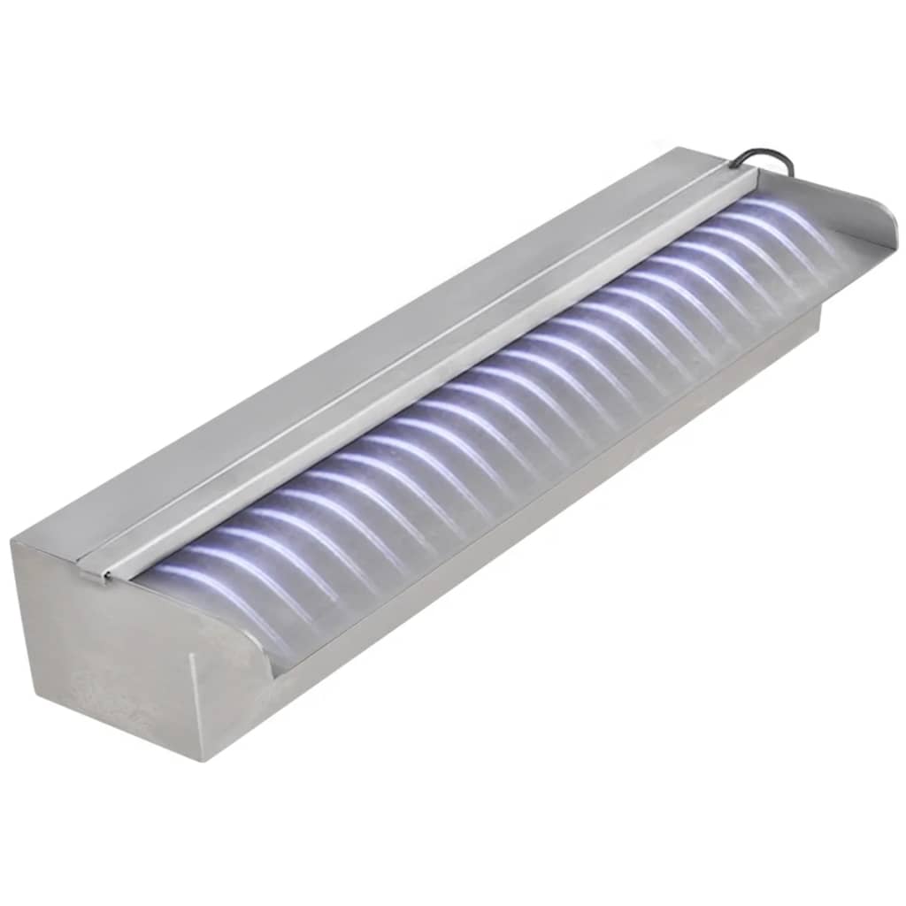 Négyszögletes rozsdamentes acél medence szökőkút led fényekkel 45 cm Négyszögletes rozsdamentes acél medence szökőkút led fényekkel 45 cm