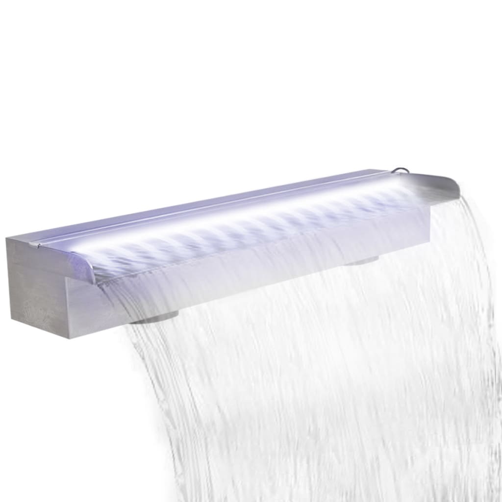 Négyszögletes rozsdamentes acél medence szökőkút led fényekkel 60 cm Négyszögletes rozsdamentes acél medence szökőkút led fényekkel 60 cm