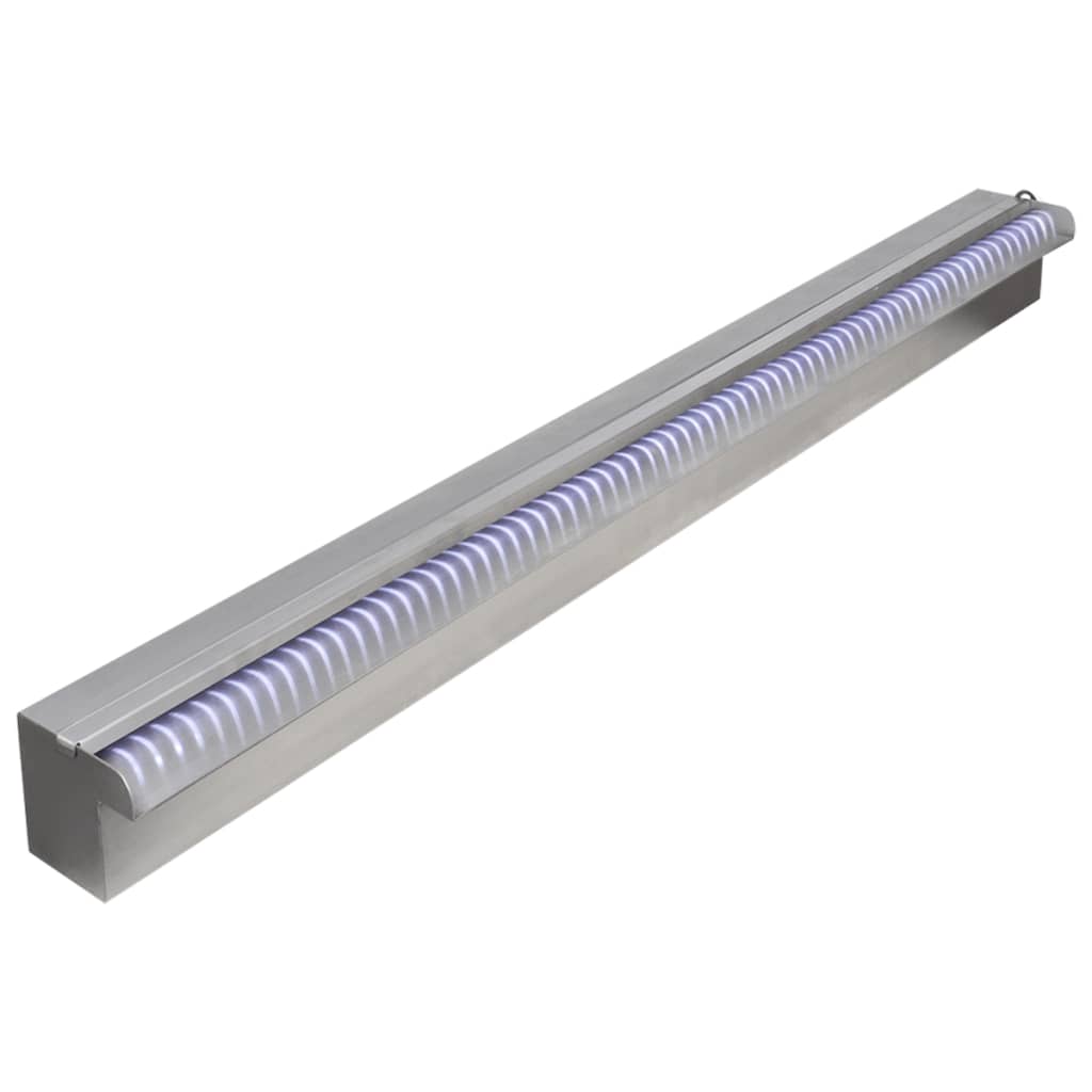 Négyszögletes rozsdamentes acél medence szökőkút led fényekkel 90 cm Négyszögletes rozsdamentes acél medence szökőkút led fényekkel 90 cm