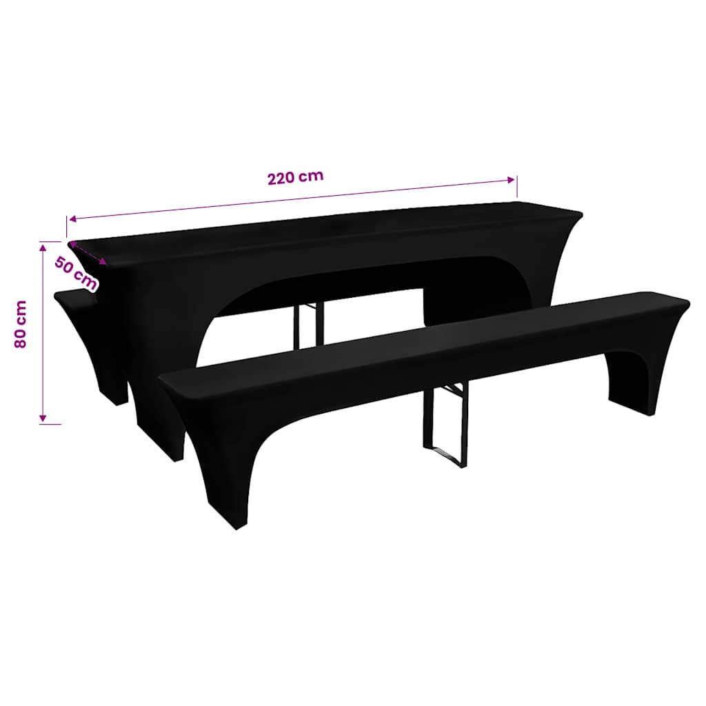 3 db nyújtható védőhuzat sör asztalnak és padnak 220x50x80cm fekete