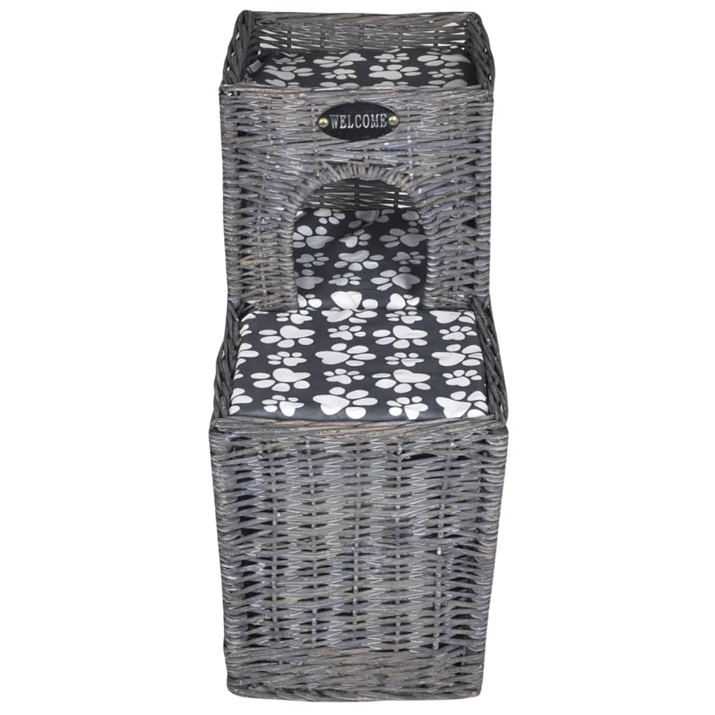 Fűzfa macskabútor kisállatház/ágy/kastély/kaparóoszlop párnával