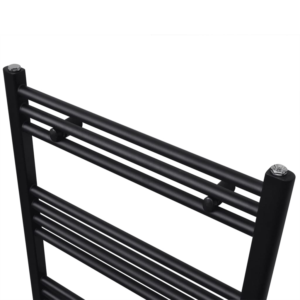 Egyenes fekete törölközőszárító radiátor központi fűtéssel 500x1160 mm