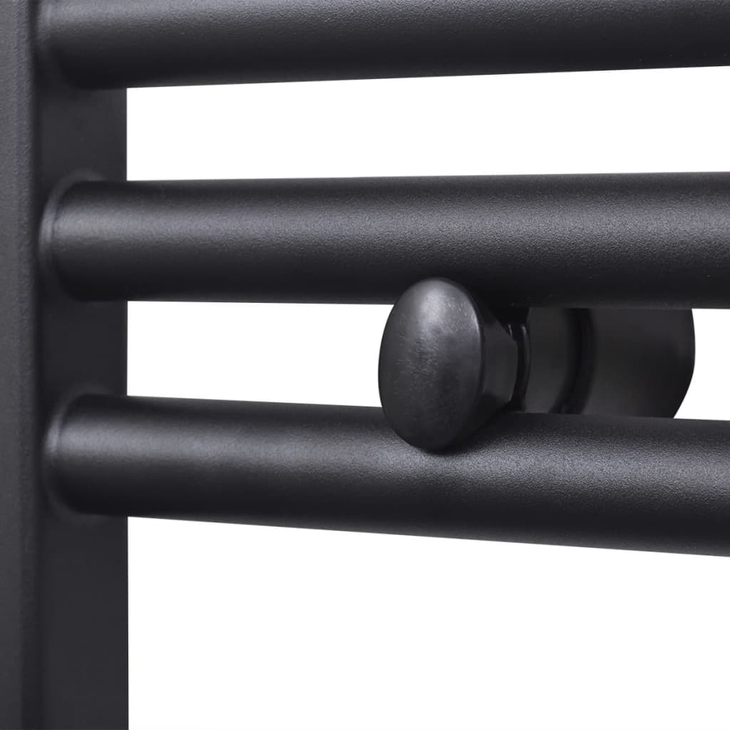 Egyenes fekete törölközőszárító radiátor központi fűtéssel 500x1160 mm
